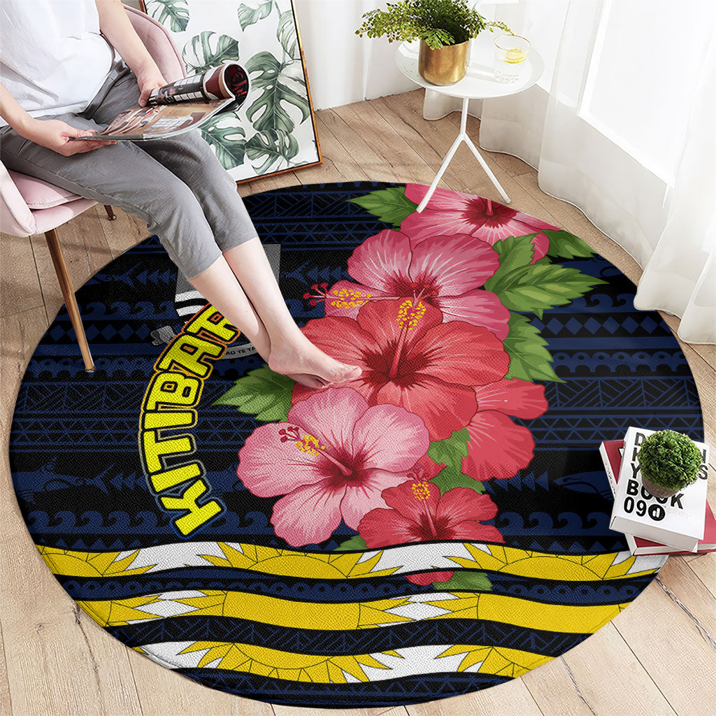 Kiribati Round Carpet Tropical Pink Hibiscus Flowers Polynesian Tribal TS04 - Polynesian Pride