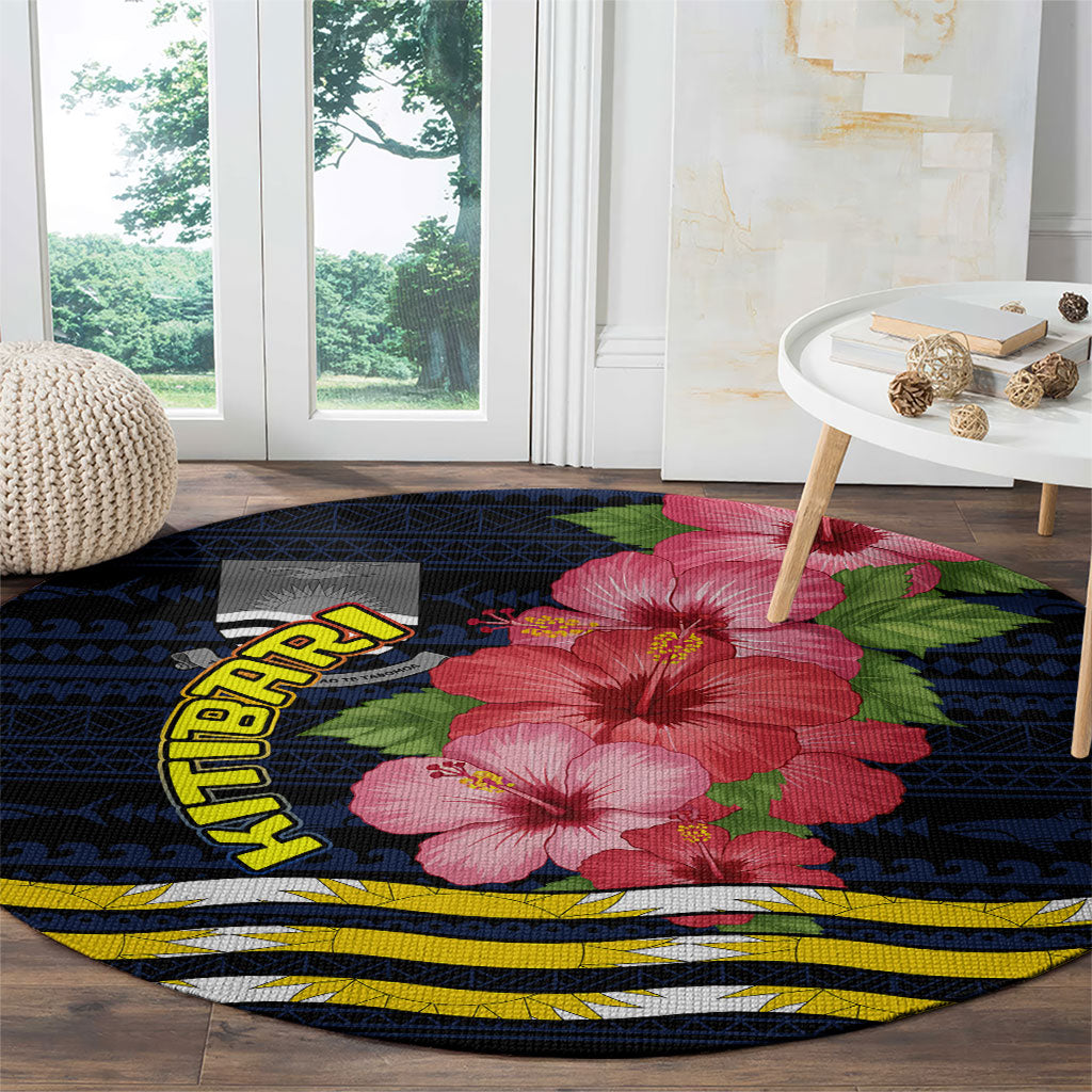 Kiribati Round Carpet Tropical Pink Hibiscus Flowers Polynesian Tribal TS04 - Polynesian Pride
