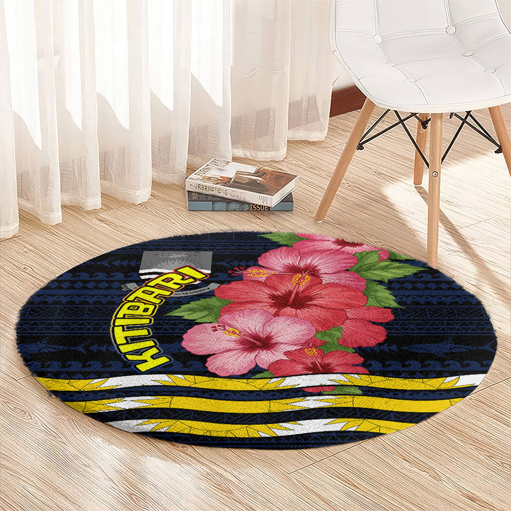Kiribati Round Carpet Tropical Pink Hibiscus Flowers Polynesian Tribal TS04 - Polynesian Pride