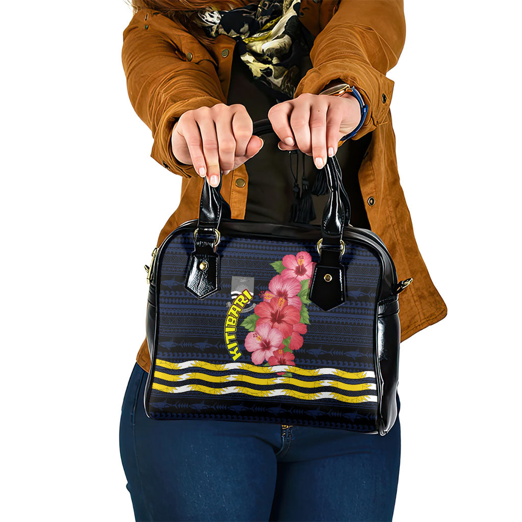 Kiribati Shoulder Handbag Tropical Pink Hibiscus Flowers Polynesian Tribal