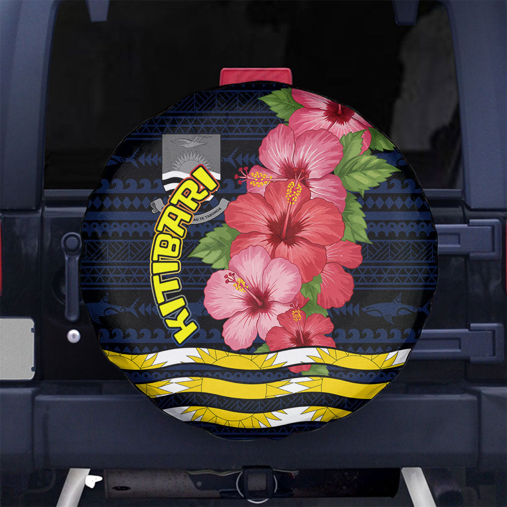 Kiribati Spare Tire Cover Tropical Pink Hibiscus Flowers Polynesian Tribal