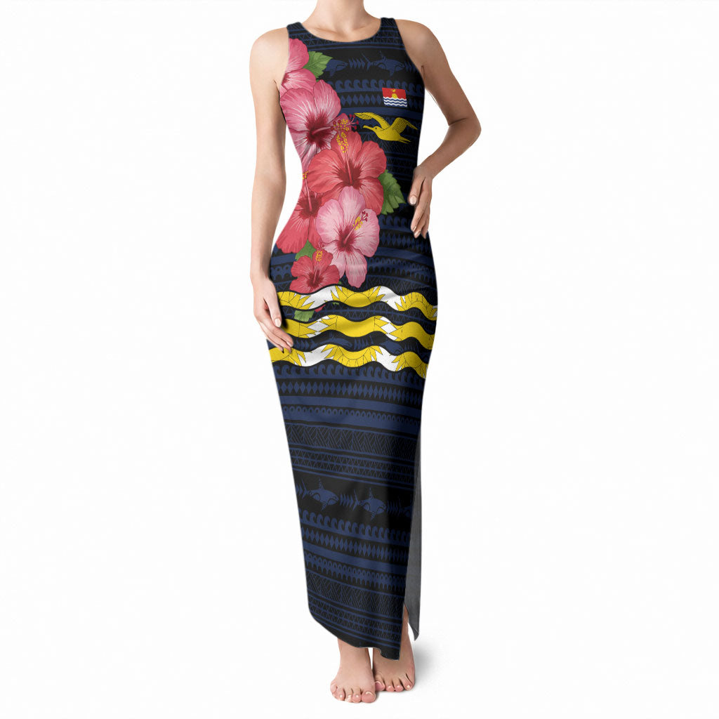 Kiribati Tank Maxi Dress Tropical Pink Hibiscus Flowers Polynesian Tribal