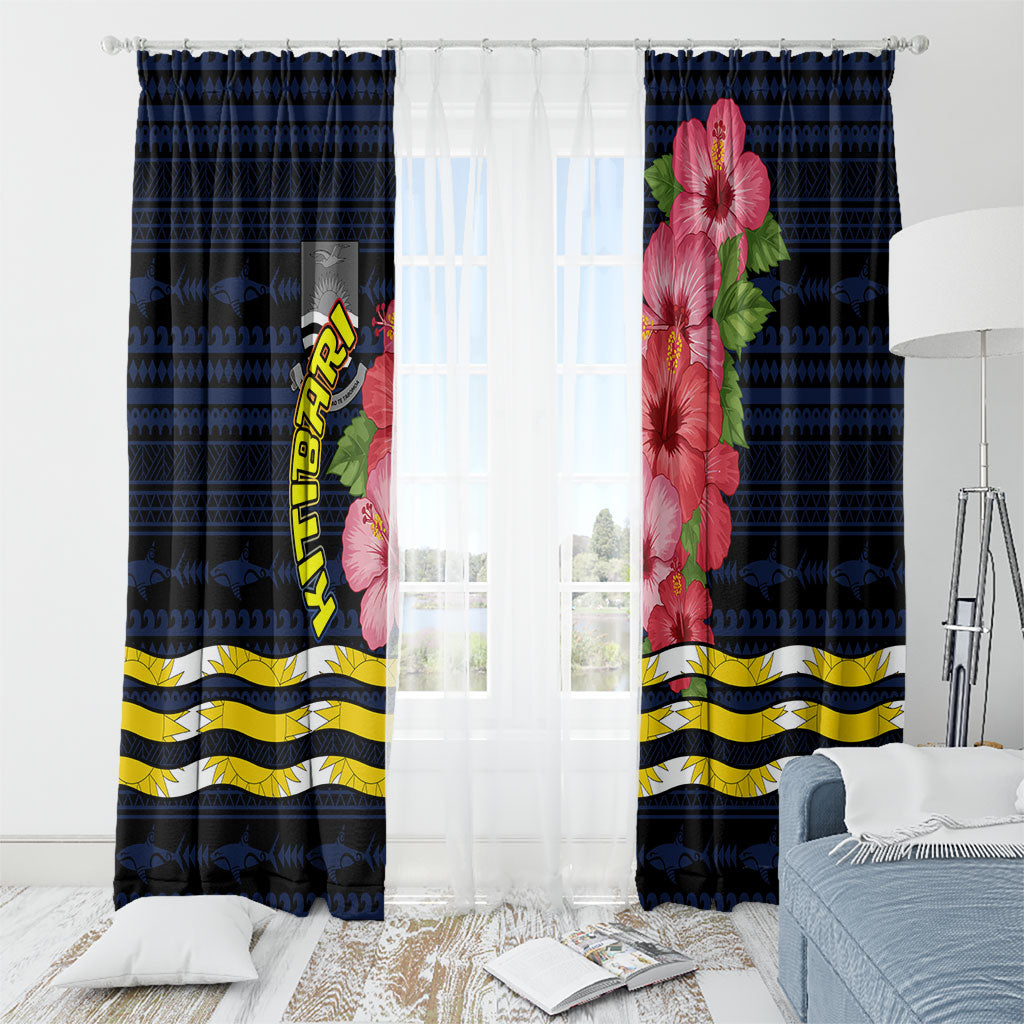Kiribati Window Curtain Tropical Pink Hibiscus Flowers Polynesian Tribal TS04 - Polynesian Pride