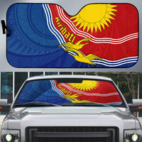 Kiribati Flag Coat Of Arms Auto Sun Shade Sun Rising Frigatebird Pacific Island Tribal Pattern TS04 Red Yellow - Polynesian Pride