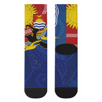 Kiribati Flag Coat Of Arms Crew Socks Sun Rising Frigatebird Pacific Island Tribal Pattern TS04 - Polynesian Pride