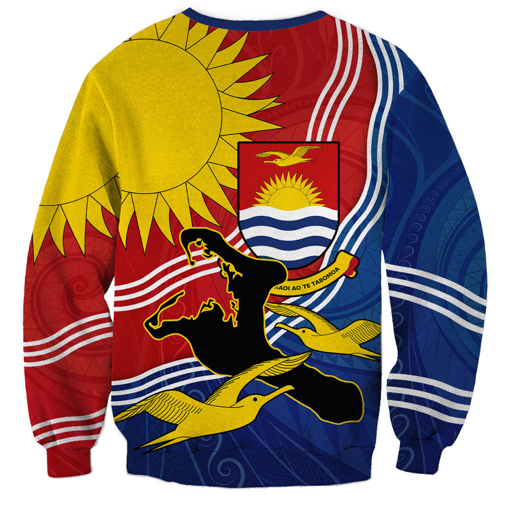 Kiribati Flag Coat Of Arms Sweatshirt Sun Rising Frigatebird Pacific Island Tribal Pattern TS04 - Polynesian Pride