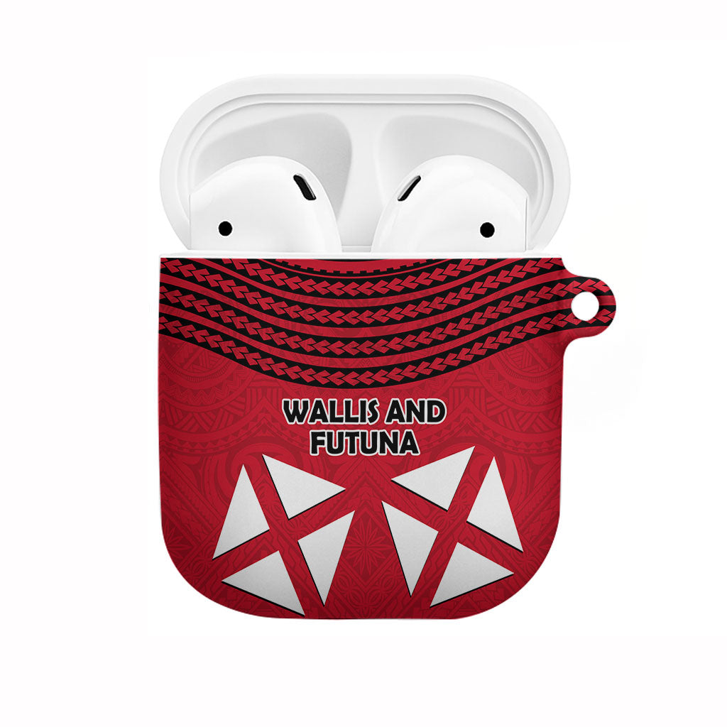 Wallis And Futuna AirPods Case Polynesian Tattoo Flag Map TS04 Red Black - Polynesian Pride