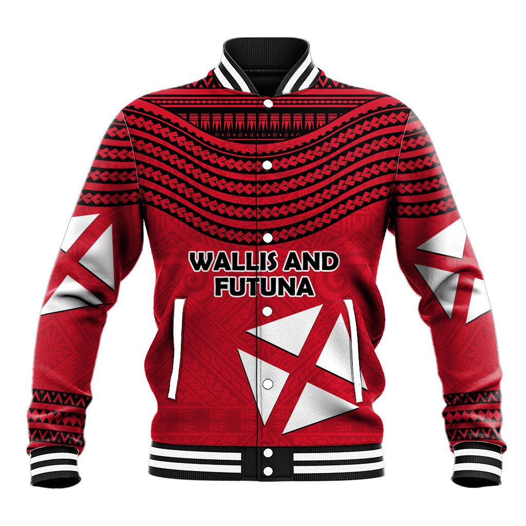 Wallis And Futuna Baseball Jacket Polynesian Tattoo Flag Map TS04 Unisex Red Black - Polynesian Pride