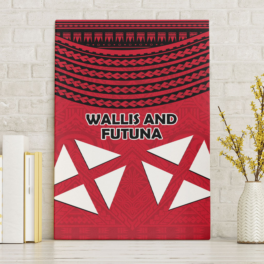 Wallis And Futuna Canvas Wall Art Polynesian Tattoo Flag Map TS04 Without Frame Red Black - Polynesian Pride