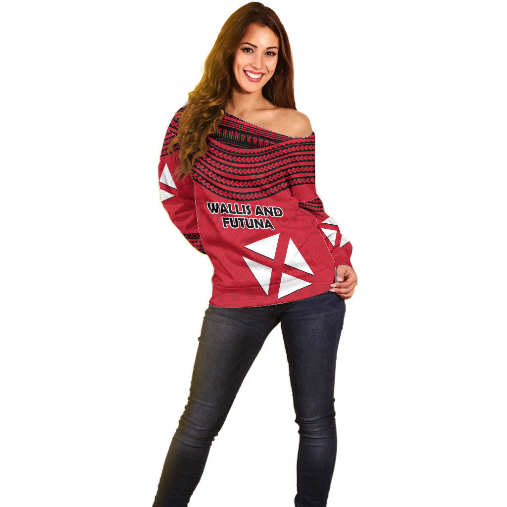 Wallis And Futuna Off Shoulder Sweater Polynesian Tattoo Flag Map TS04 - Polynesian Pride