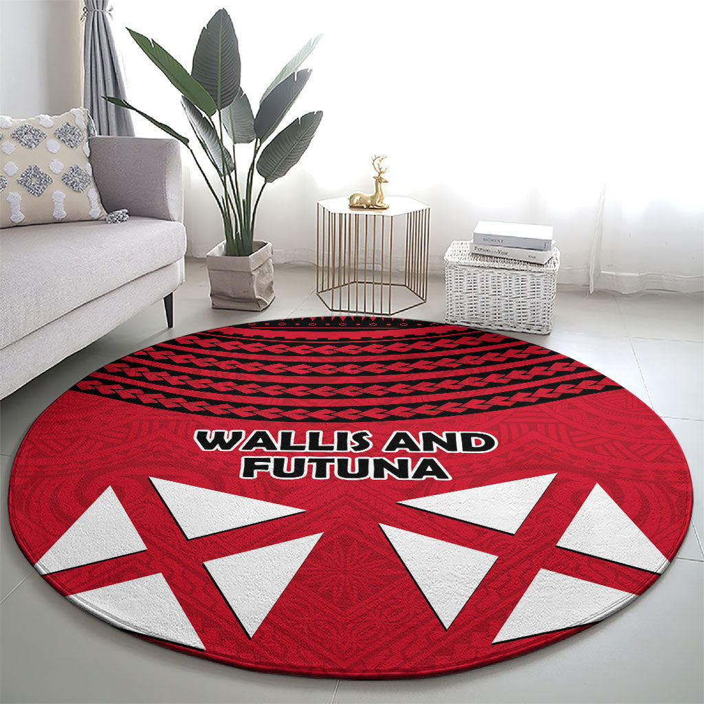 Wallis And Futuna Round Carpet Polynesian Tattoo Flag Map TS04 - Polynesian Pride