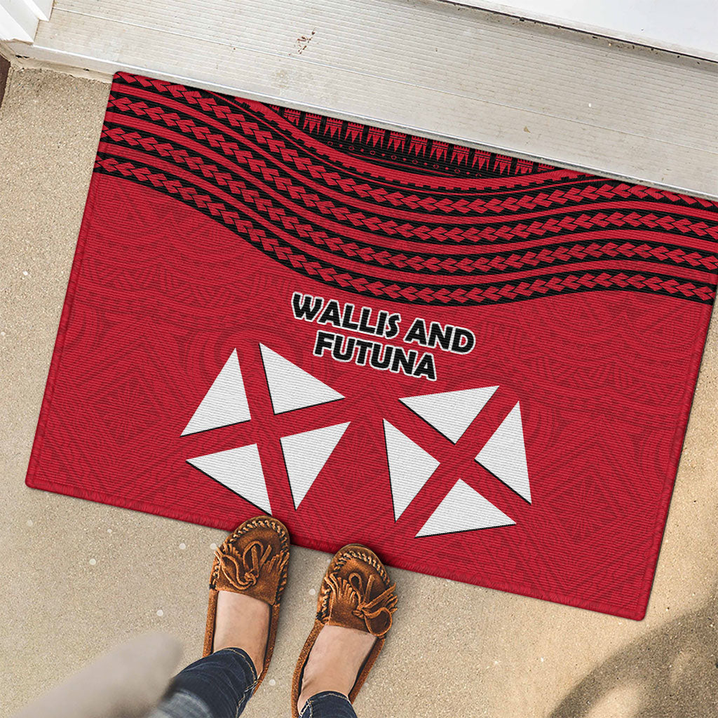 Wallis And Futuna Rubber Doormat Polynesian Tattoo Flag Map TS04 - Polynesian Pride