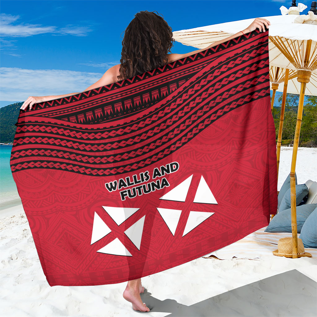 Wallis And Futuna Sarong Polynesian Tattoo Flag Map TS04 One Size 44 x 66 inches Red Black - Polynesian Pride