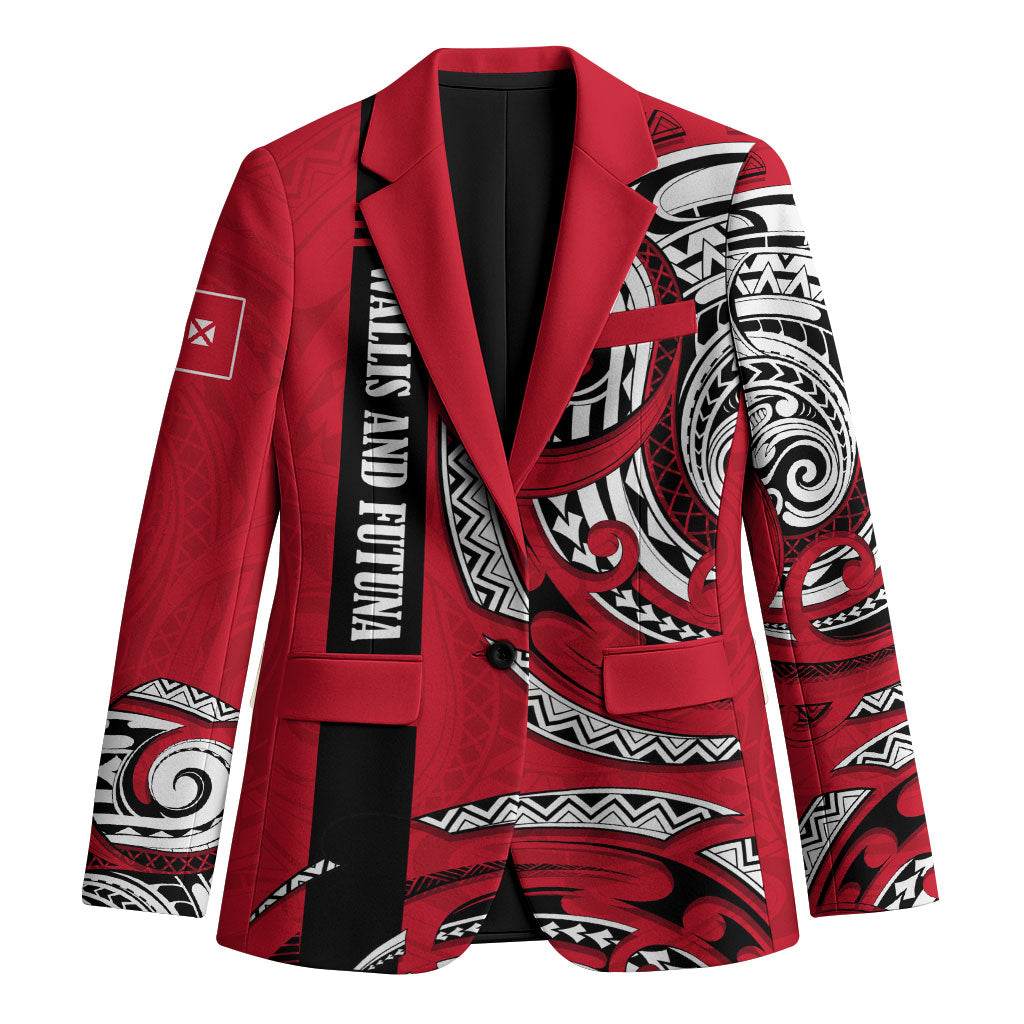 Wallis And Futuna Blazer Tribal Polynesian Tattoo Flag Motif TS04 Unisex Red Black - Polynesian Pride