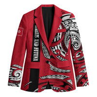 Wallis And Futuna Blazer Tribal Polynesian Tattoo Flag Motif TS04 Unisex Red Black - Polynesian Pride