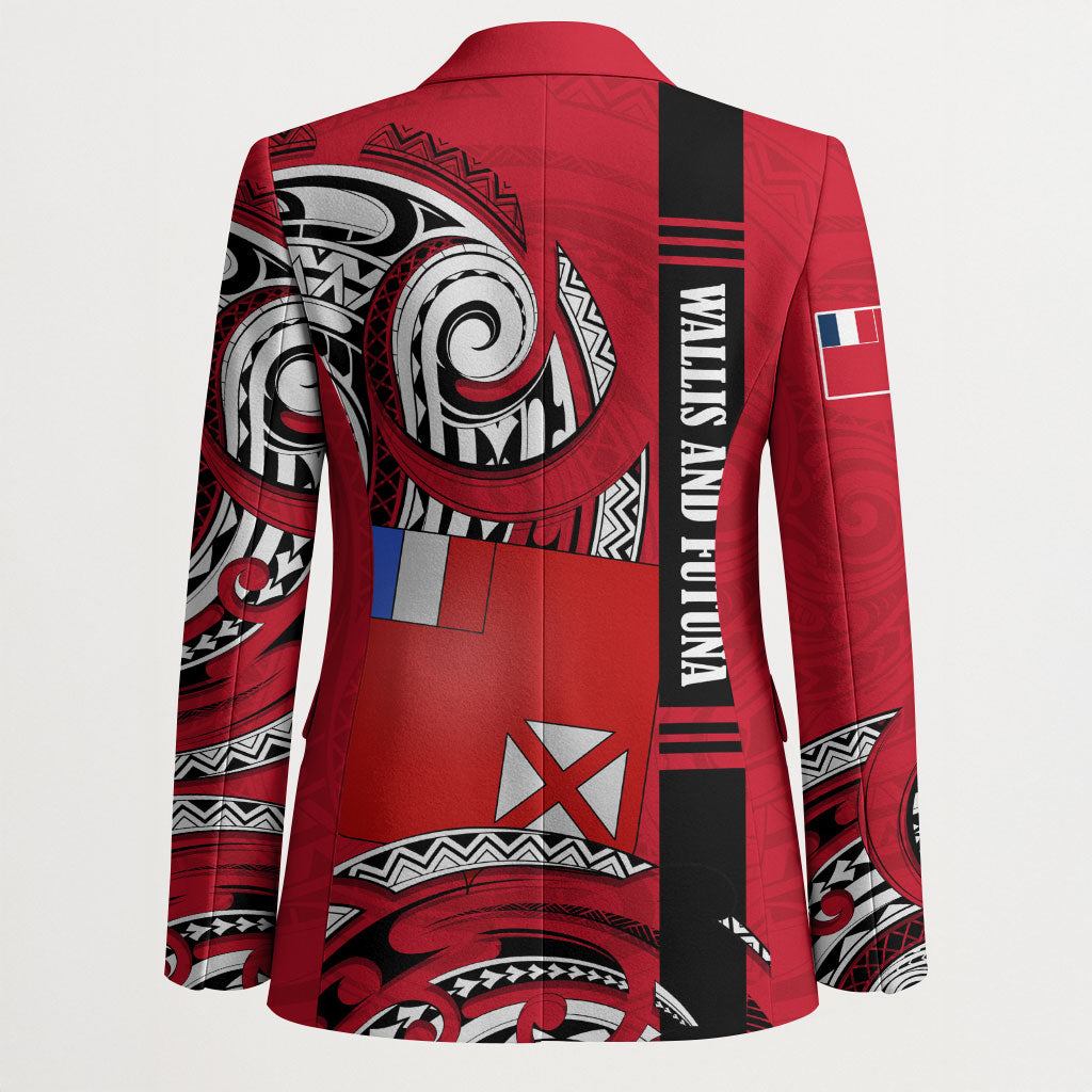 Wallis And Futuna Blazer Tribal Polynesian Tattoo Flag Motif TS04 - Polynesian Pride