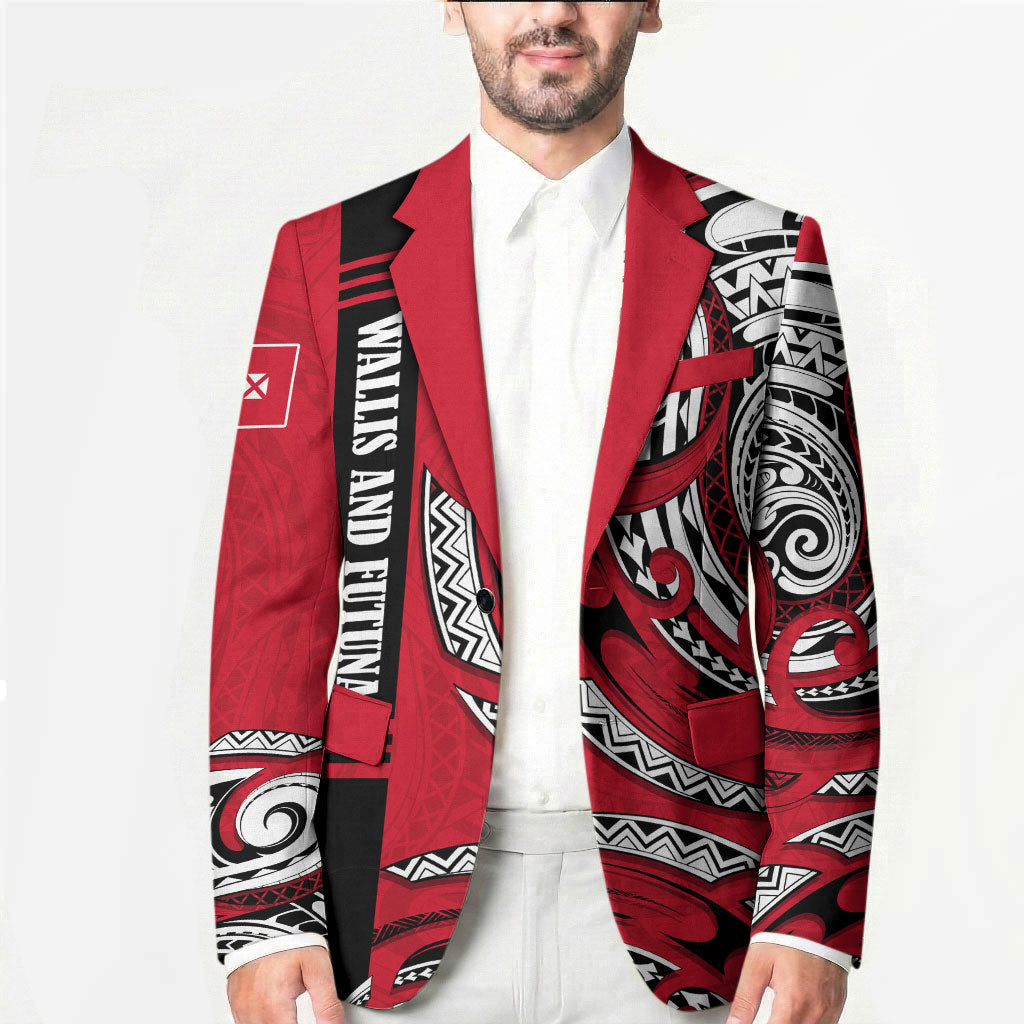 Wallis And Futuna Blazer Tribal Polynesian Tattoo Flag Motif TS04 - Polynesian Pride