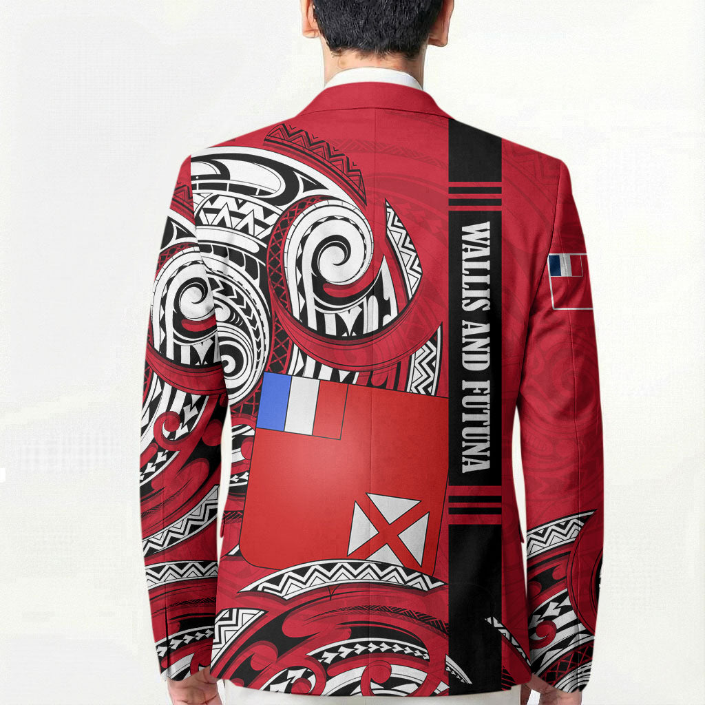 Wallis And Futuna Blazer Tribal Polynesian Tattoo Flag Motif TS04 - Polynesian Pride