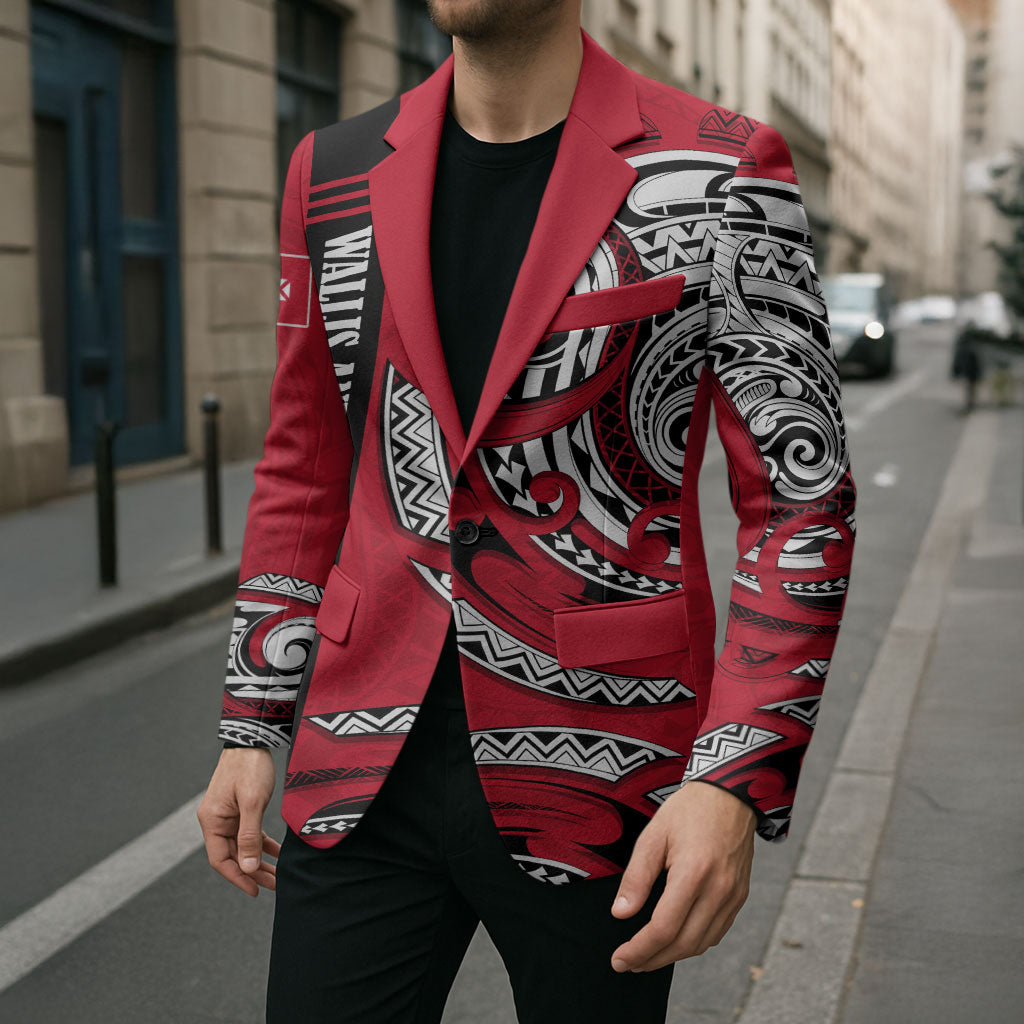 Wallis And Futuna Blazer Tribal Polynesian Tattoo Flag Motif TS04 - Polynesian Pride