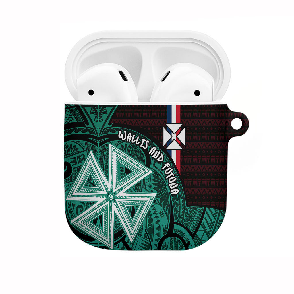 Wallis And Futuna AirPods Case Tribal Polynesian Tattoo Heritage Cross Flag TS04 Green Black - Polynesian Pride