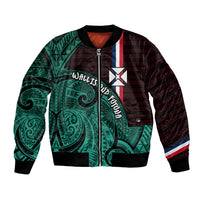 Wallis And Futuna Bomber Jacket Tribal Polynesian Tattoo Heritage Cross Flag TS04 Unisex Green Black - Polynesian Pride