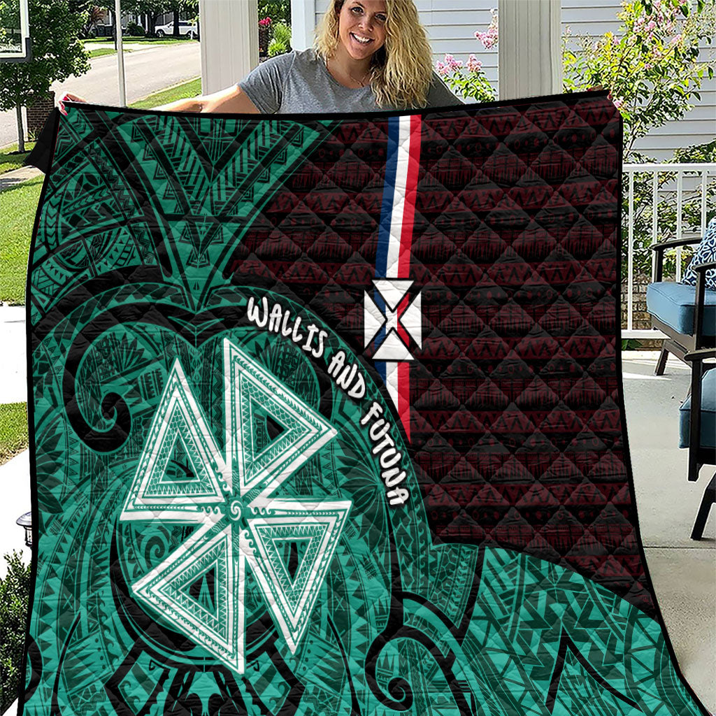 Wallis And Futuna Quilt Tribal Polynesian Tattoo Heritage Cross Flag TS04 Green Black - Polynesian Pride