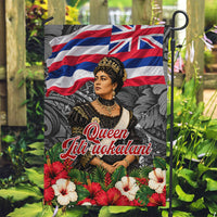 Queen Liliuokalani Hawaiian Flag Garden Flag Polynesian Tribal Pattern And Tropical Hibiscus TS04 Garden Flag Grey Red - Polynesian Pride