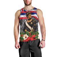Queen Liliuokalani Hawaiian Flag Men Tank Top Polynesian Tribal Pattern And Tropical Hibiscus TS04 - Polynesian Pride