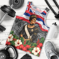 Queen Liliuokalani Hawaiian Flag Men Tank Top Polynesian Tribal Pattern And Tropical Hibiscus TS04 - Polynesian Pride