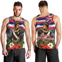 Queen Liliuokalani Hawaiian Flag Men Tank Top Polynesian Tribal Pattern And Tropical Hibiscus TS04 - Polynesian Pride