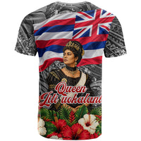 Queen Liliuokalani Hawaiian Flag T Shirt Polynesian Tribal Pattern And Tropical Hibiscus TS04 - Polynesian Pride