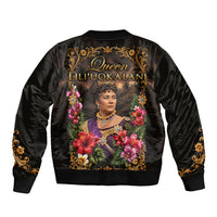 Queen Liliuokalani Hawaii Bomber Jacket Royal Portrait Golden Floral Frame Tropical Hibiscus TS04 - Polynesian Pride