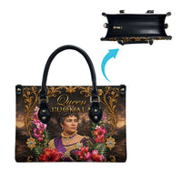 Queen Liliuokalani Hawaii Leather Bag Royal Portrait Golden Floral Frame Tropical Hibiscus TS04 - Polynesian Pride