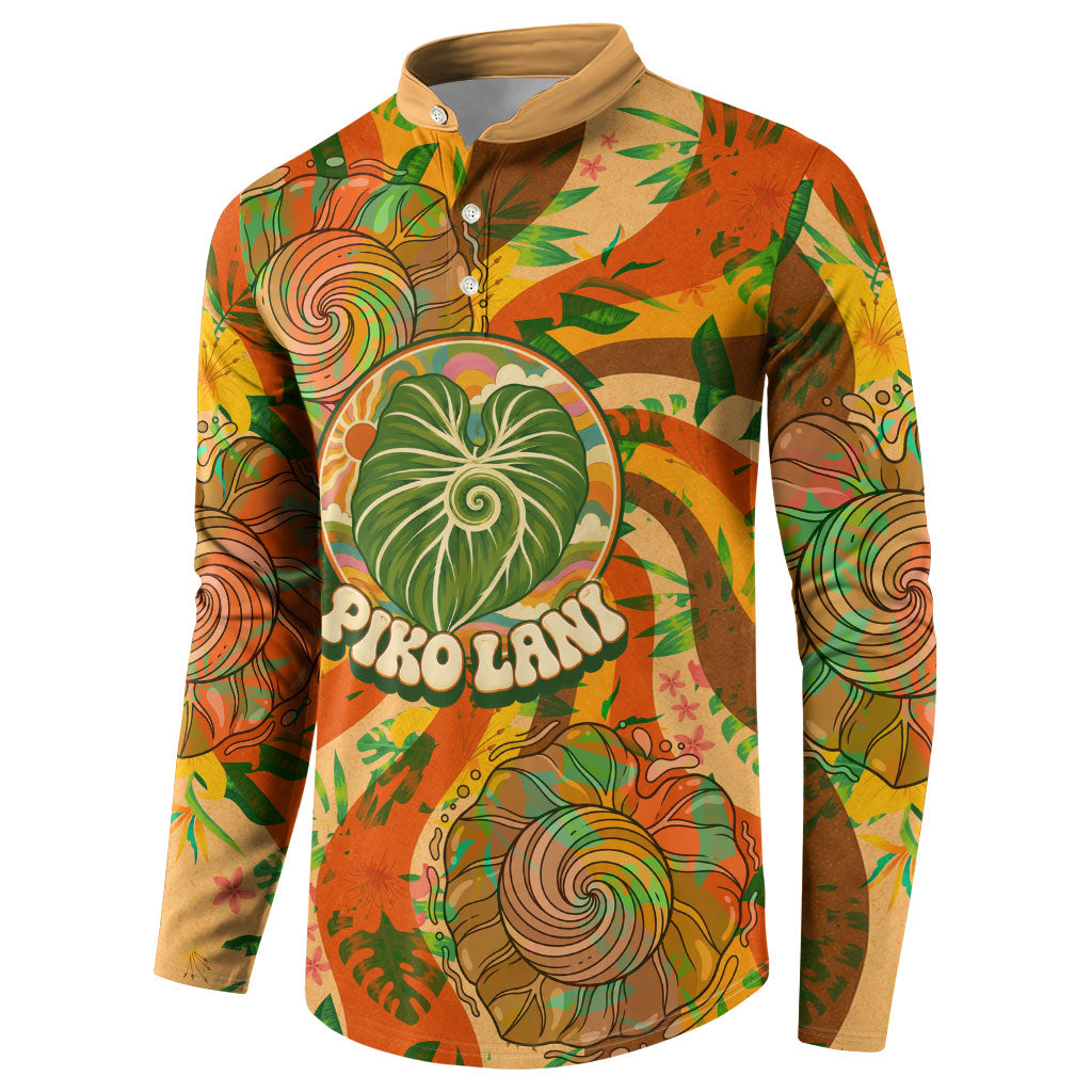 Hawaiian Piko Lani Cultivate I Ka Piko Aloha Button Sweatshirt Retro Psychedelic Taro Leaf - Hibiscus Flowers TS04 - Polynesian Pride