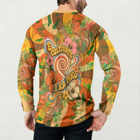 Hawaiian Piko Lani Cultivate I Ka Piko Aloha Button Sweatshirt Retro Psychedelic Taro Leaf - Hibiscus Flowers TS04 - Polynesian Pride