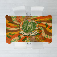 Hawaiian Piko Lani Cultivate I Ka Piko Aloha Tablecloth Retro Psychedelic Taro Leaf - Hibiscus Flowers TS04 Orange Green - Polynesian Pride