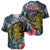 Hawaii Turtle Baseball Jersey Hawaii Pattern and Turtle Tattoo Dark Cyan Gradient TS04 - Polynesian Pride