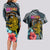 Hawaii Turtle Couples Matching Long Sleeve Bodycon Dress and Hawaiian Shirt Hawaii Pattern and Turtle Tattoo Dark Cyan Gradient TS04 - Polynesian Pride