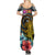 Hawaii Turtle Summer Maxi Dress Hawaii Pattern and Turtle Tattoo Dark Cyan Gradient TS04 - Polynesian Pride