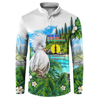 New Caledonia Kagu Bird Nature Button Sweatshirt South Pacific Hidden Gem Tropical Landscape TS04 Green White - Polynesian Pride