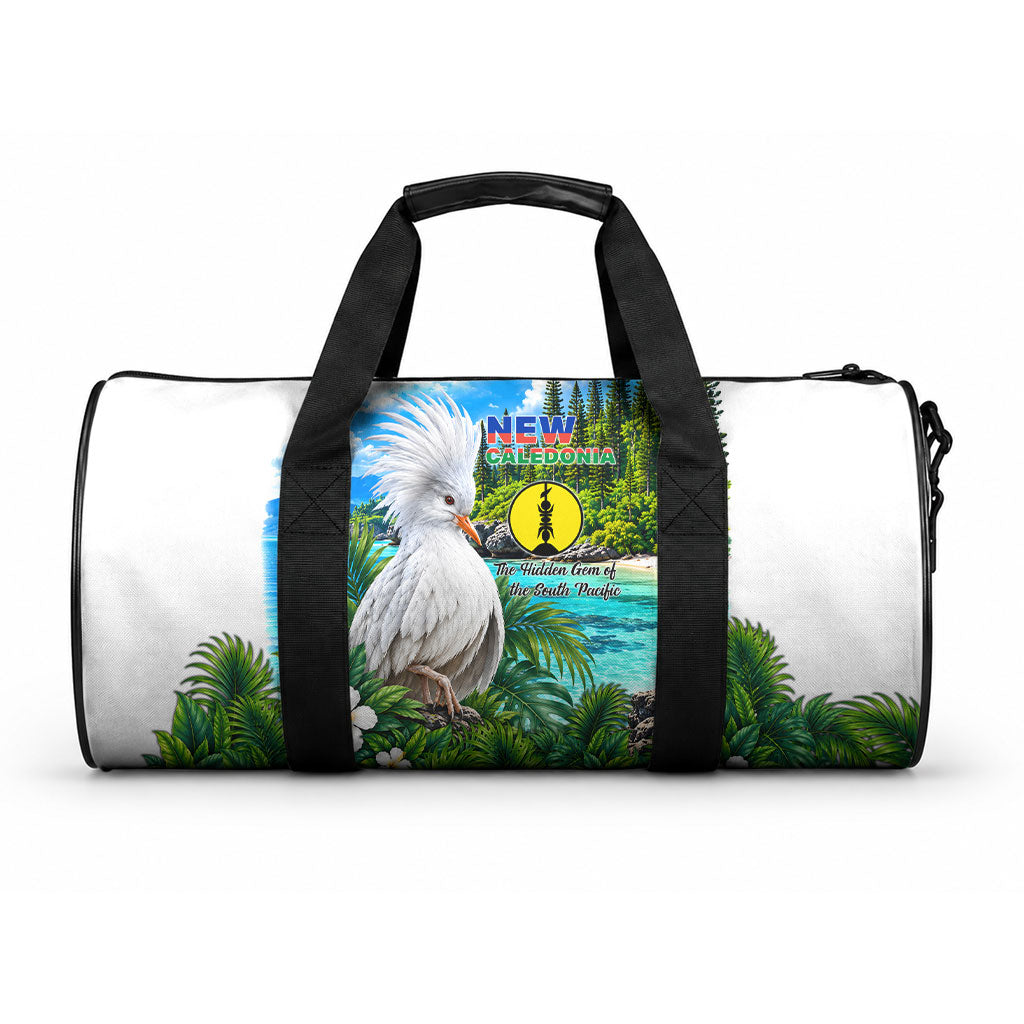New Caledonia Kagu Bird Nature Duffle Bag South Pacific Hidden Gem Tropical Landscape TS04 One size Green White - Polynesian Pride