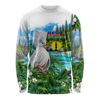 New Caledonia Kagu Bird Nature Long Sleeve Shirt South Pacific Hidden Gem Tropical Landscape TS04 Unisex Green White - Polynesian Pride