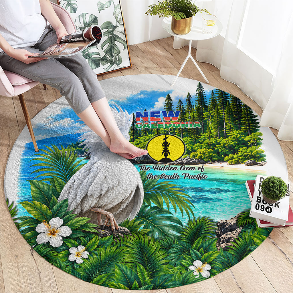 New Caledonia Kagu Bird Nature Round Carpet South Pacific Hidden Gem Tropical Landscape TS04 - Polynesian Pride
