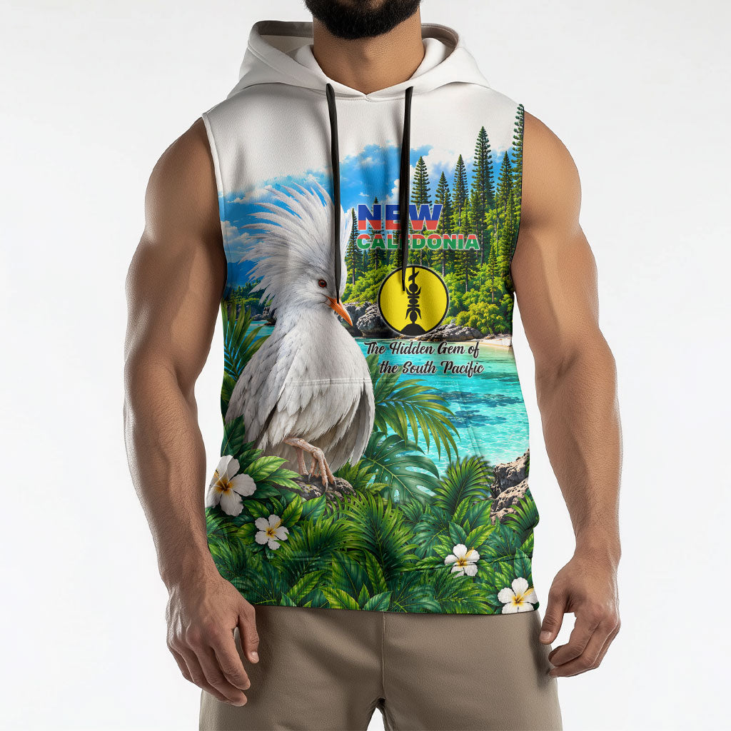 New Caledonia Kagu Bird Nature Sleeveless Hoodie South Pacific Hidden Gem Tropical Landscape TS04 - Polynesian Pride