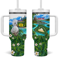 New Caledonia Kagu Bird Nature Tumbler With Handle South Pacific Hidden Gem Tropical Landscape TS04 One Size: 40 oz Green White - Polynesian Pride