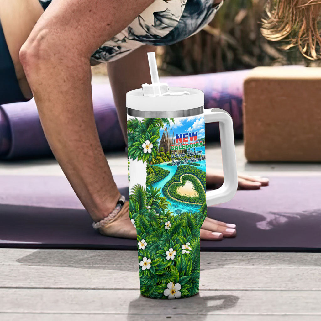 New Caledonia Kagu Bird Nature Tumbler With Handle South Pacific Hidden Gem Tropical Landscape TS04 - Polynesian Pride