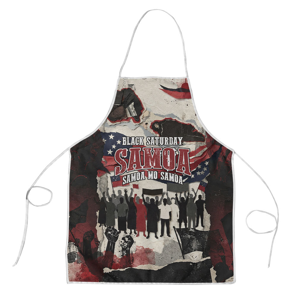 Samoa Black Saturday 1929 Apron Mau Movement Vintage Newspaper Grunge Polynesian TS04 Black Red - Polynesian Pride