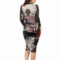Samoa Black Saturday 1929 Long Sleeve Bodycon Dress Mau Movement Vintage Newspaper Grunge Polynesian TS04 - Polynesian Pride