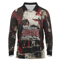 Samoa Black Saturday 1929 Long Sleeve Polo Shirt Mau Movement Vintage Newspaper Grunge Polynesian TS04 Black Red - Polynesian Pride