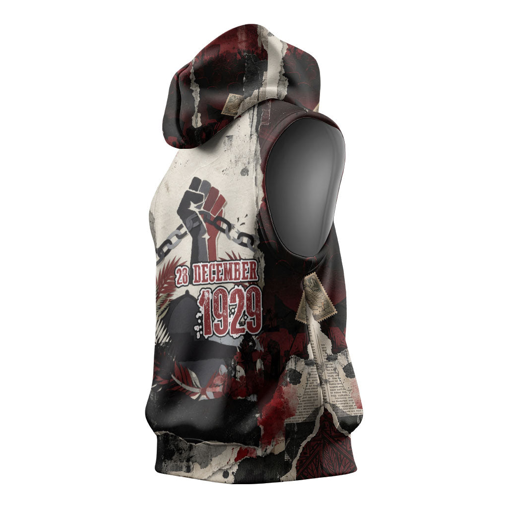 Samoa Black Saturday 1929 Sleeveless Hoodie Mau Movement Vintage Newspaper Grunge Polynesian TS04 - Polynesian Pride